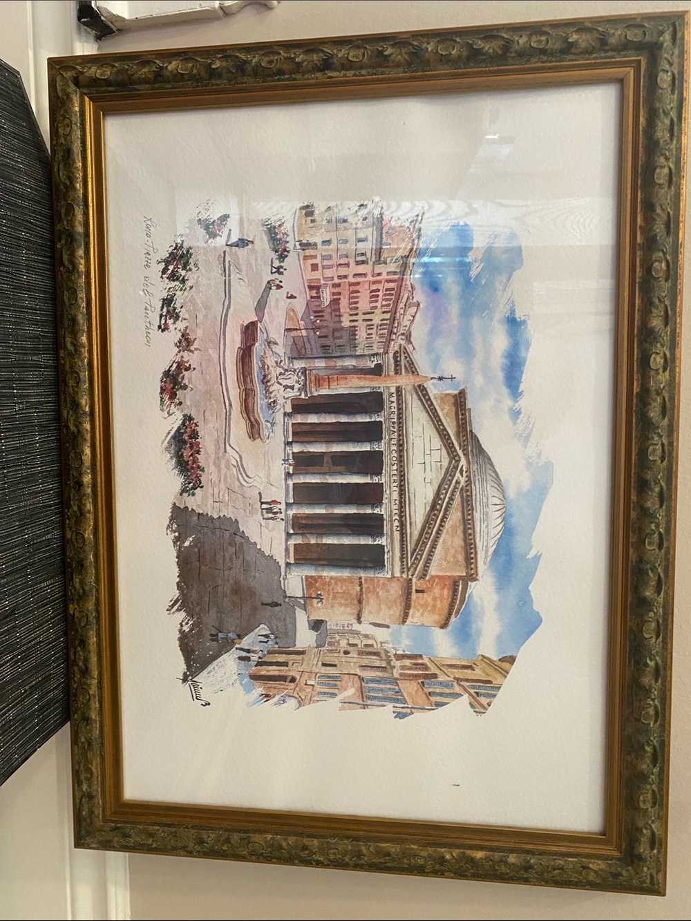 Welcome to Rome. Framed Architectural Watercolor Art of the Pantheon
